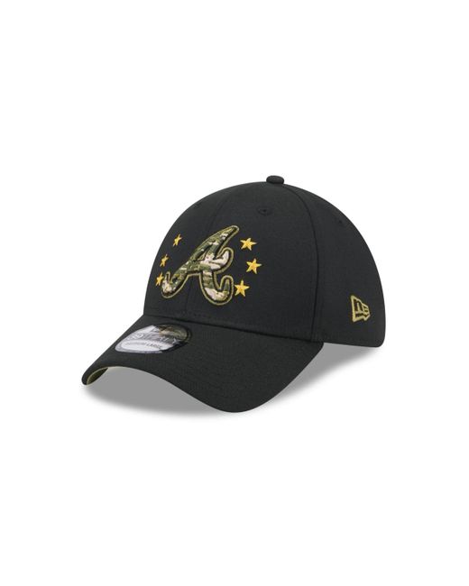 KTZ Black Atlanta Braves 2024 Armed Forces Day 39thirty Flex Hat for men