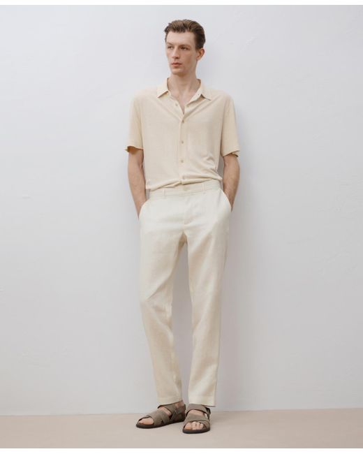 Mango Men's Blue Slim-fit Linen Pants