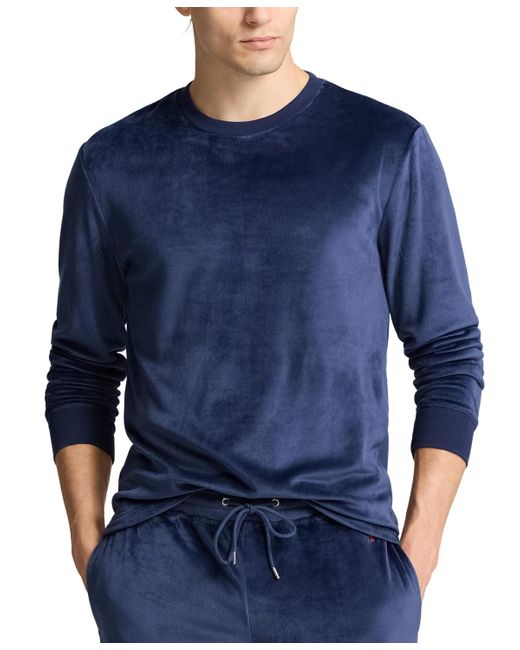 Polo Ralph Lauren Blue Velour Crewneck Pajama T-shirt for men
