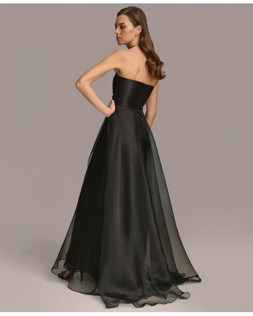 Donna Karan Black Sleeveless Cascade Gown