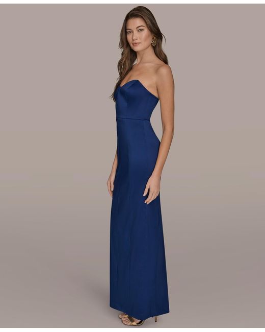 Donna Karan Blue Strapless Gown