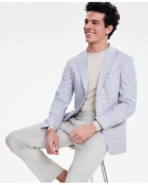 Tallia Gray Slim-fit White Check Sport Coat for men