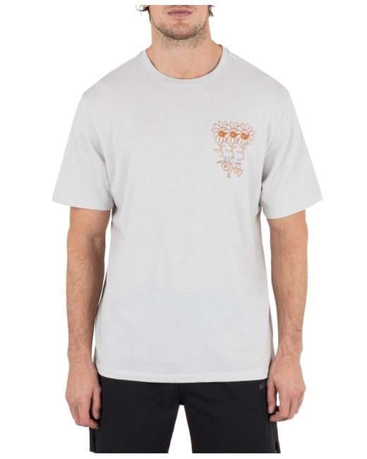 Hurley White Skulls And Flowers Short Sleeve T-shirt for men