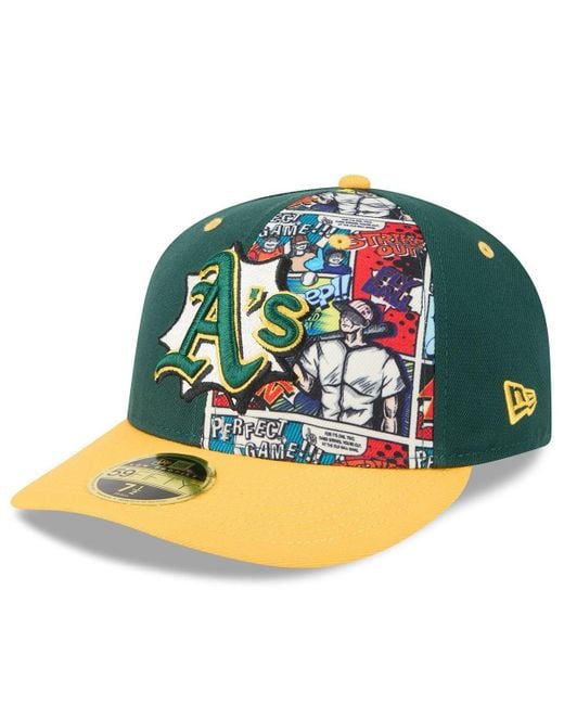 KTZ Multicolor Green/gold Athletics 2025 Mlb Diamond Hero Edition Low Profile 59fifty Fitted Hat for men