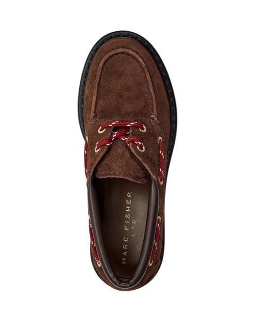 Marc Fisher Brown Peyten Laced Platform Lug Loafers