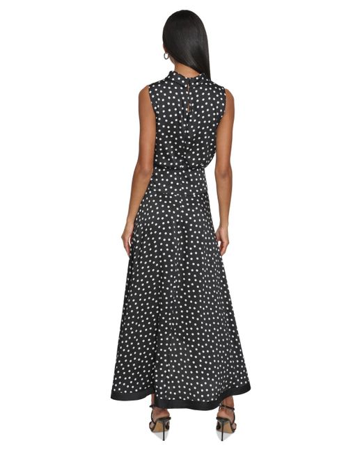 Karl Lagerfeld Black Polka-dot High-low Midi Dress