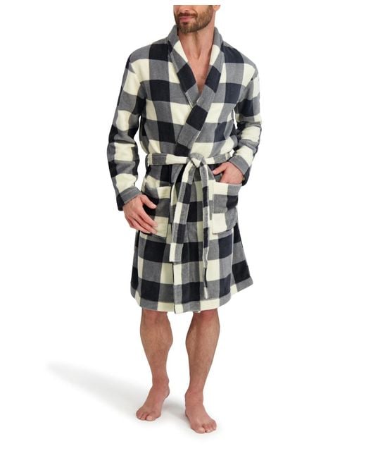 Hanes Black Adjustable Plush Robe for men