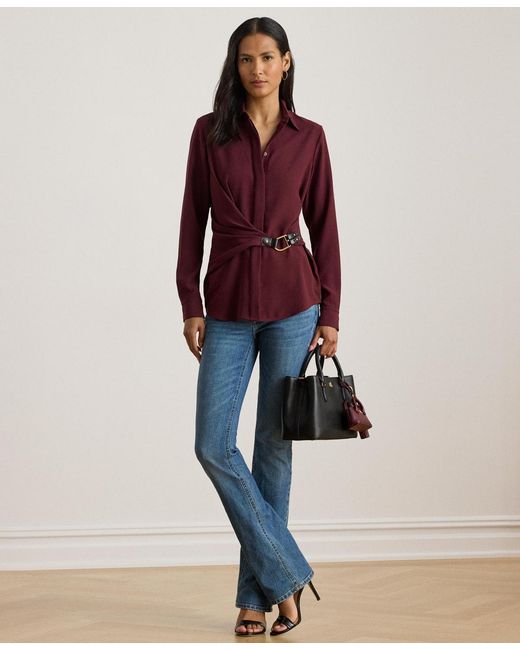 Ralph Lauren Red Buckle Trim Top