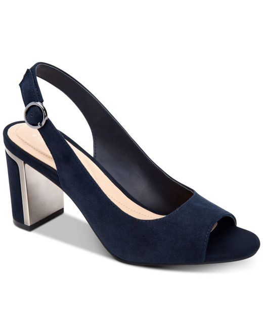 Alfani Blue Step 'n Flex Florraa Slingback Peep-toe Dress Sandals, Created For Macy's