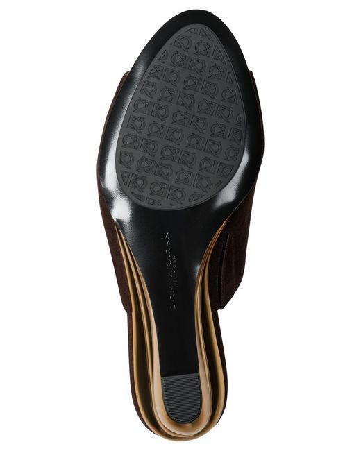 Donna Karan Brown Wedge Mules