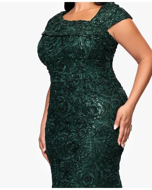 Xscape Plus Size Lace Detail Asymmetrical Neck Maxi Dress in Green | Lyst Xscape Plus Size Lace Detail Asymmetrical Neck Maxi Dress in Green | Lyst