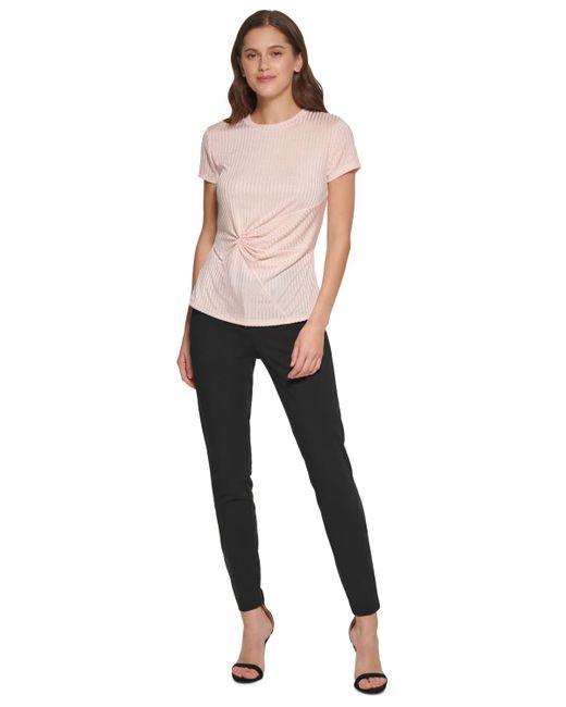 DKNY Multicolor Petite Side-knot Top