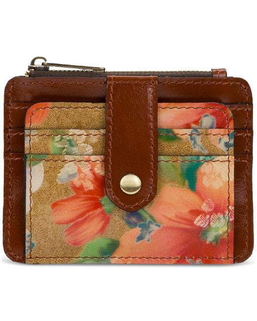 Patricia Nash Orange Cassis Id Small Printed Leather Wallet