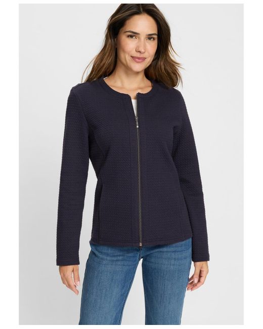 Olsen Blue Houndstooth Texture Jersey Jacket