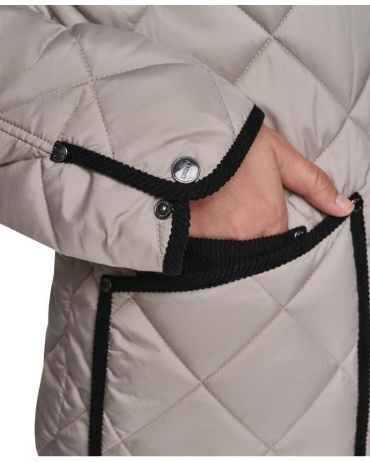 DKNY Natural Quilted Barn Coat