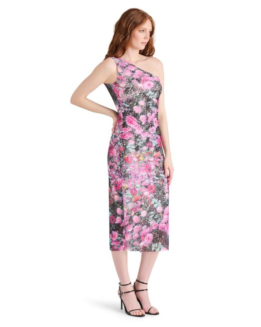 Steve Madden Red Sacha Printed Lace One-shoulder Sheath Dress