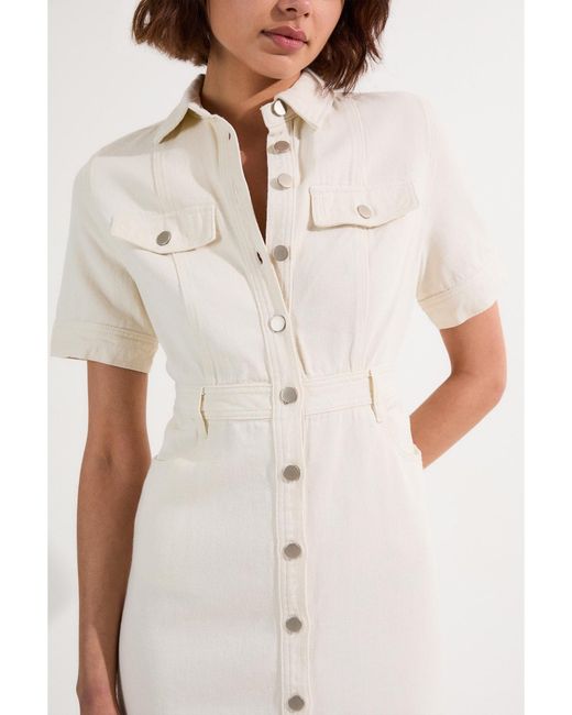 Karen Millen Denim Midi Shirt Dress in White | Lyst Karen Millen Denim Midi Shirt Dress in White | Lyst
