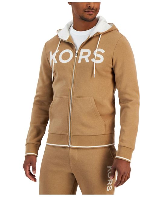 Michael Kors Natural Zip-front Fleece Logo Hoodie for men