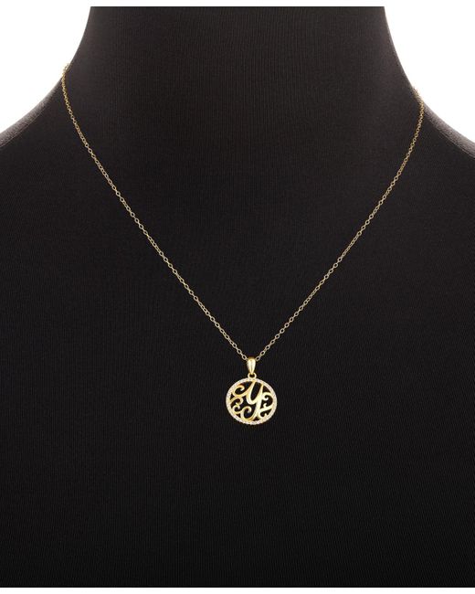Giani Bernini Metallic Cubic Zirconia Y Initial Halo 18" Pendant Necklace