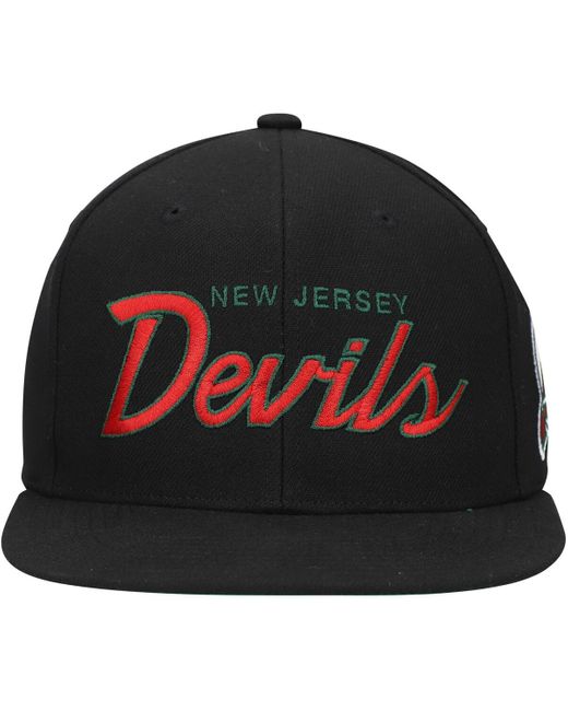 Mitchell & Ness Black Mitchell Ness New Jersey Devils Core Team Script 2.0 Snapback Hat for men