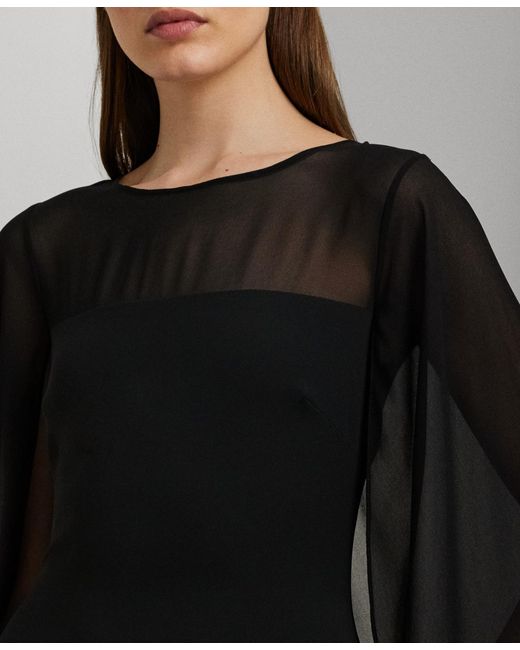 Ralph Lauren Black Cape Column Gown