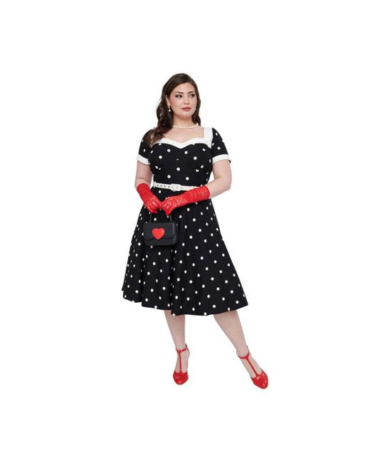 Unique Vintage Red Plus Size 1950s Sweetheart Neckline Swing Dress