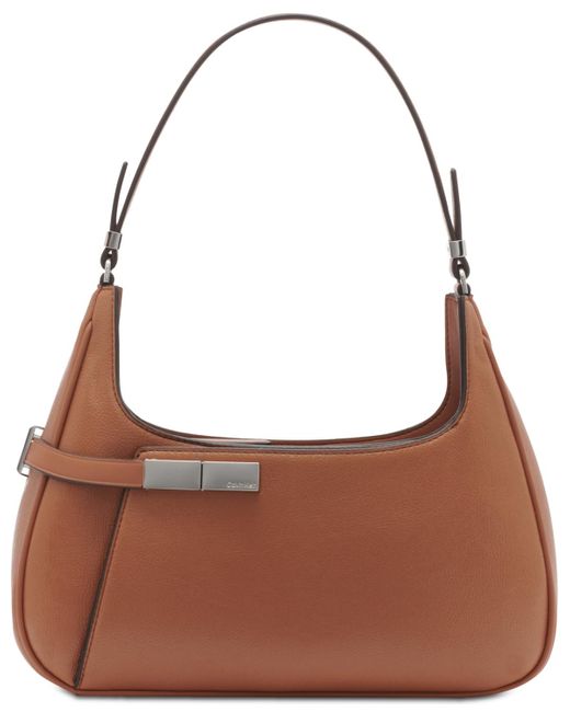 Calvin Klein Becky Top Zipper Shoulder Bag in Brown Lyst