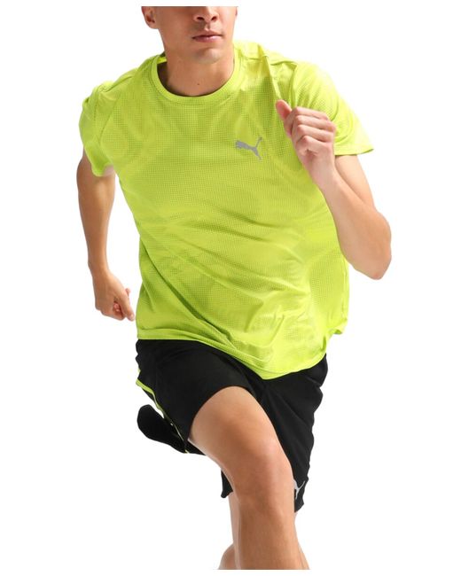 PUMA Yellow Run Favorite Abstract-print Running T-shirt for men