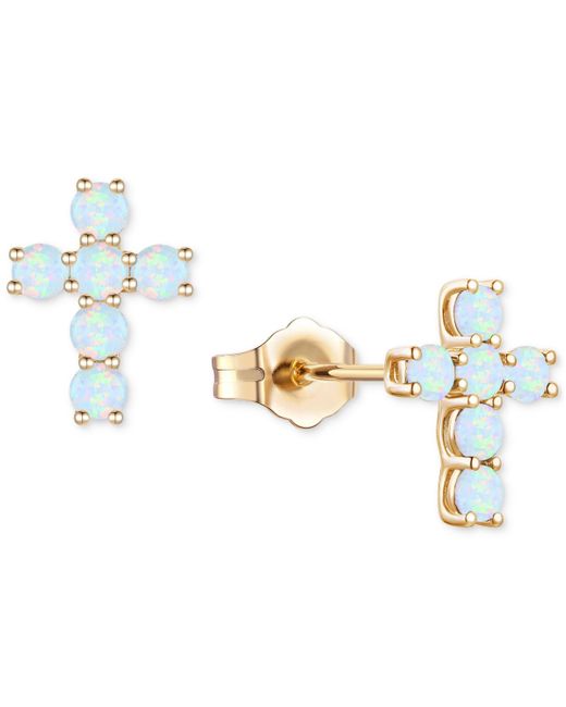 Macy's Blue Lab Grown Sapphire Cross Stud Earrings (1 Ct. T.w.
