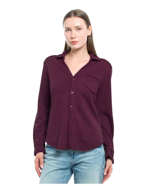 Wilt Purple Clothing Button Front Sweatshirt