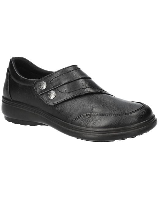 Easy Street Black Joy Comfort Hook And Loop Flats