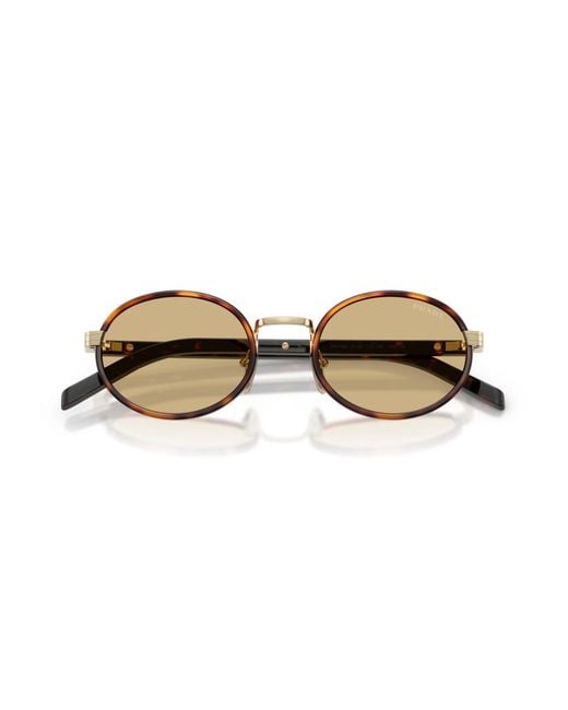 Prada Natural Small Oval Sunglasses