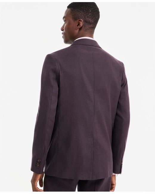 Alfani Purple Linen-blend Tech Two-button Blazer for men