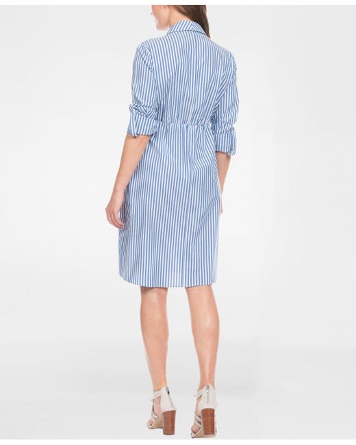 Seraphine Blue Cotton And Lyocell Maternity And Nursing Shirt Dress