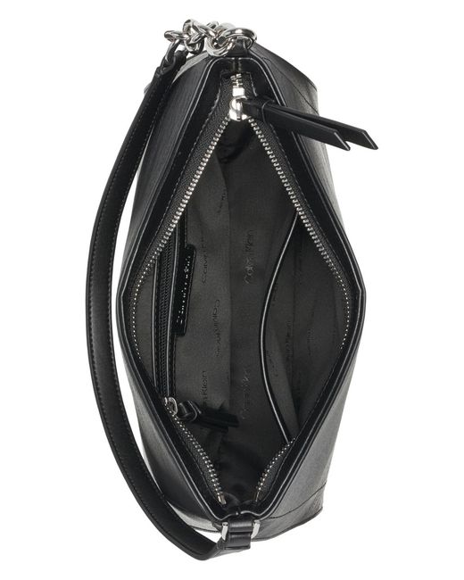 Calvin Klein Black Nova Top Zipper Chain Shoulder Bag