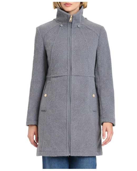Vince Camuto Gray Zip Front Walker Coat With Detachable Hood
