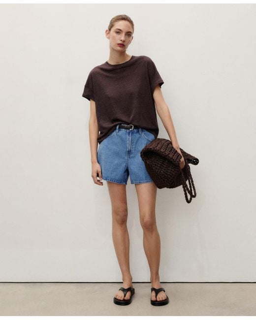 Mango Blue High-rise Denim Shorts