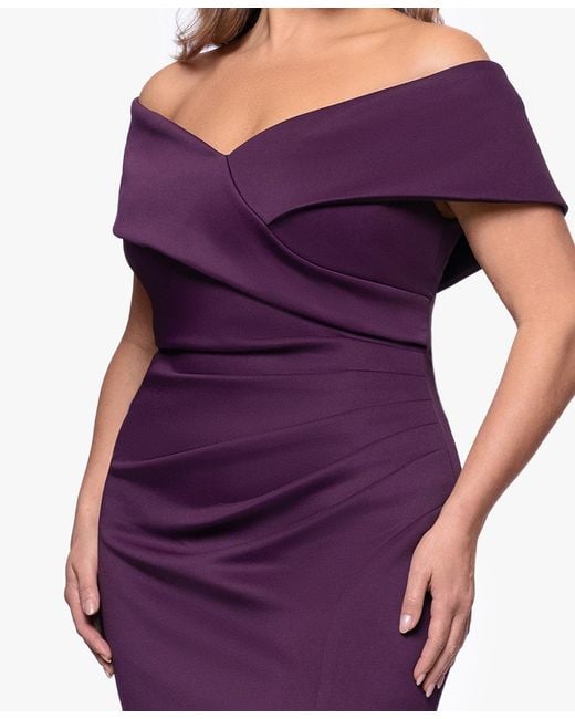 Xscape Purple Plus Size Off-the-shoulder Gown