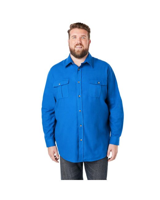 Kingsize Blue Big & Tall Signature Solid Flannel Shirt for men
