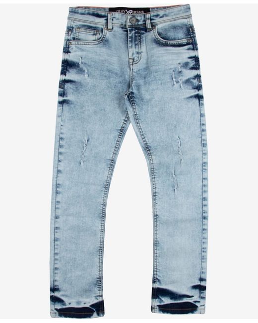 Xray Jeans Blue Big Boy's Light Washed Distressed Stretch Jeans for men