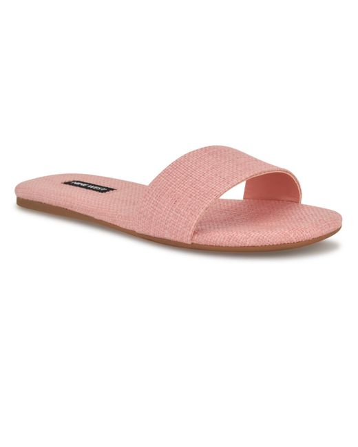 Nine West Pink Lolipop Single Band Flat Slide Sandals