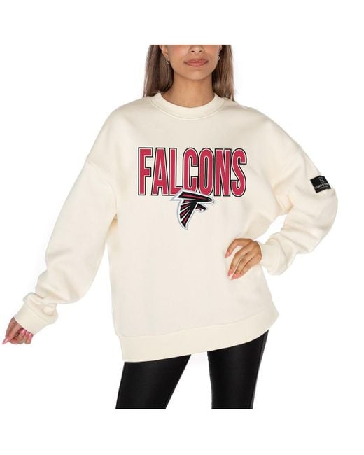 Gameday Couture White Atlanta Falcons Premium Fleece Oversized Drop Shoulder Pullover Sweatshirt