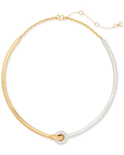 Kate Spade White Two-tone Interlock Structured Collar Necklace