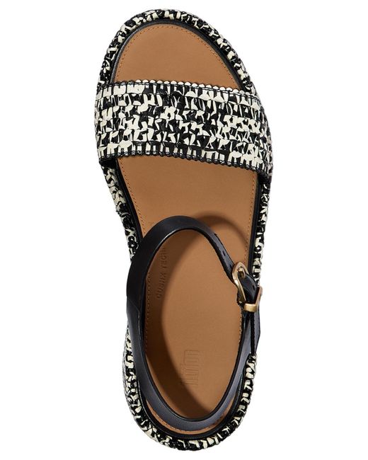 Fitflop Black Platform Woven Wedge Sandals