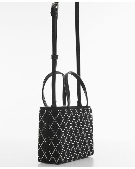 Mango Black Rhinestone Rhombus Bag