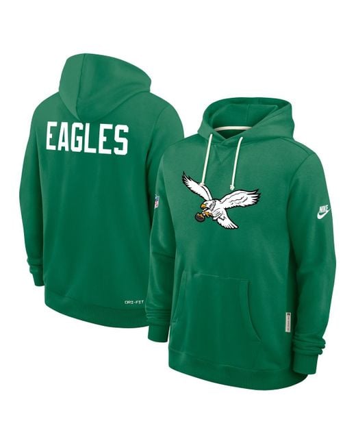 Nike Green Philadelphia Eagles Sideline Offensive Set Play Performance Pullover Hoodie for men