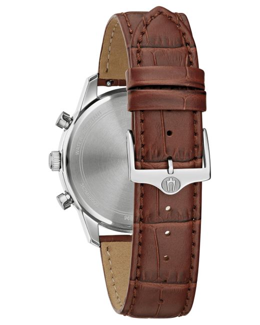 Bulova Blue Chronograph Classic Sutton Leather Strap Watch 41mm for men