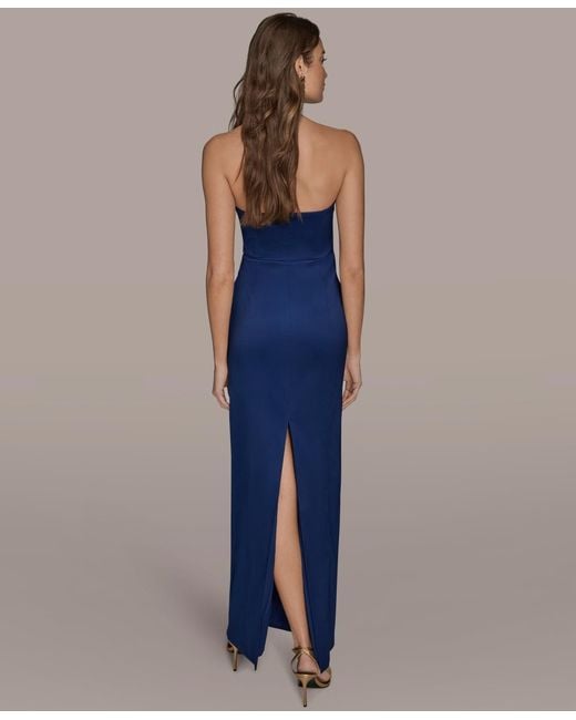 Donna Karan Blue Strapless Gown
