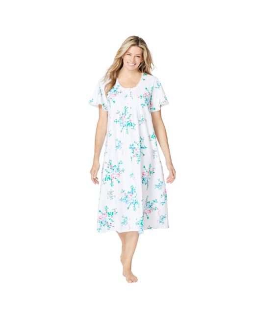 Only Neccessities Blue Plus Size Only Necessities Short Pintuck Knit Gown