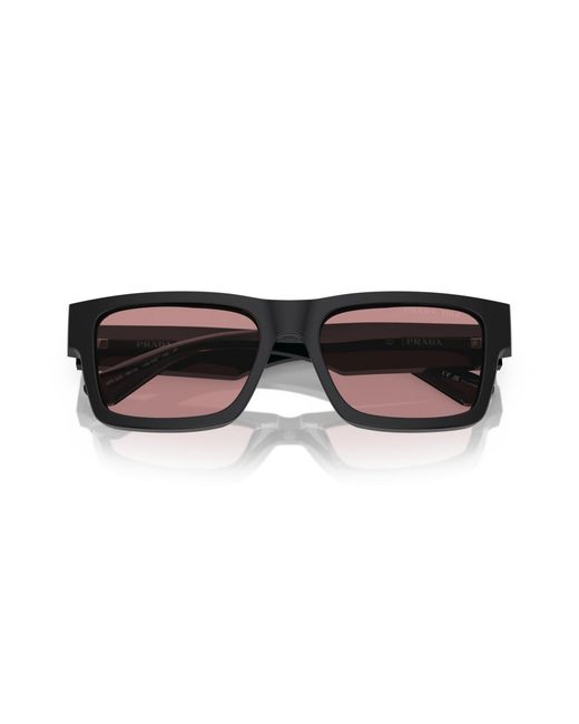 Prada Black Rectangle Polarized Sunglasses for men